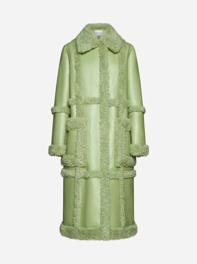 Stand Studio Green Patrice Faux-leather Coat In Sage Green