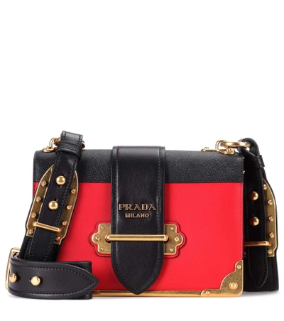 Prada Cahier Leather Shoulder Bag In Red