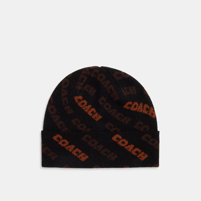 Coach Outlet Coach Text Knit Beanie In Black