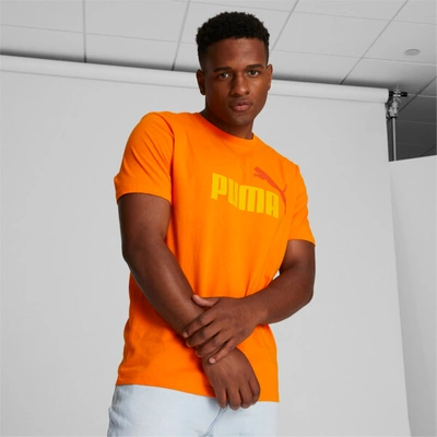 Puma Essentials Logo Men's T-shirt In Pumpkin Pie