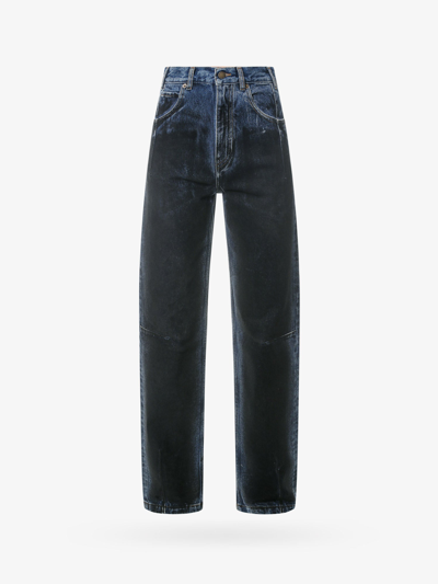 Darkpark Lu Flocked High-rise Straight-leg Jeans In Blue