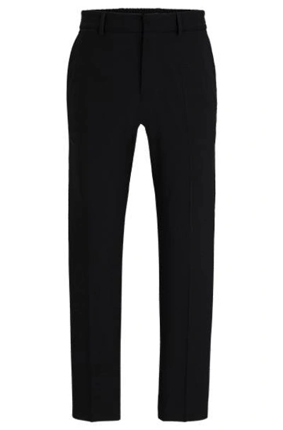 Hugo Boss Slim-fit Trousers In A Performance-stretch Wool Blend In Black