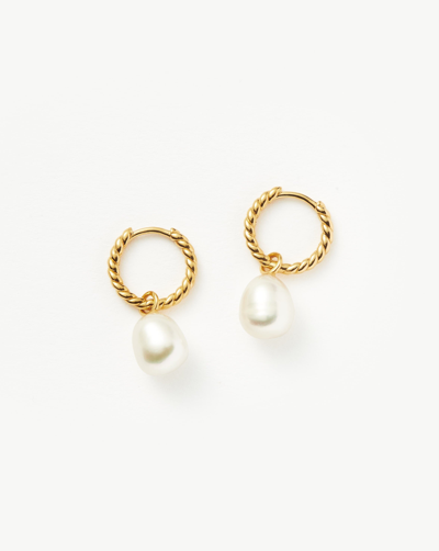 Missoma Pearl Twisted Small Drop Hoop Earrings Gold Plated Vermeil/pearl 18ct Gold Plated Vermeil/pearl