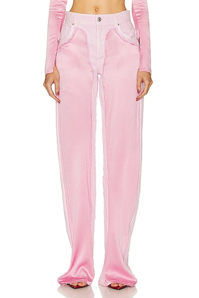 Blumarine Satin-panel Wide-leg Trousers In Pink