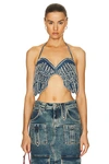 Blumarine Cropped Denim Top In Allure