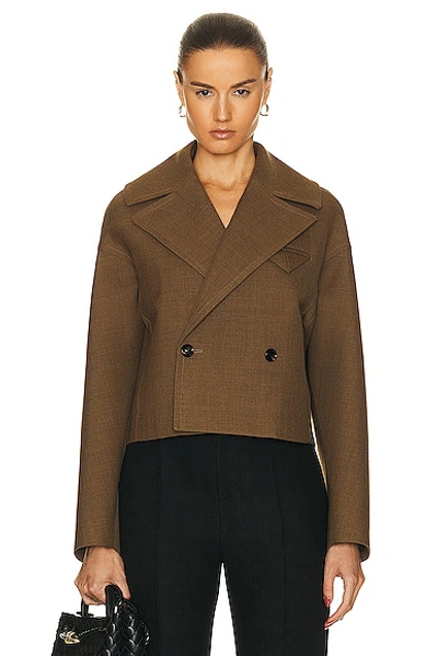 Bottega Veneta Wool And Silk Double-breasted Jacket In Green