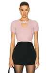Alexander Wang Chain Link Detail Alpaca Blend Crop Sweater In Cradle Pink