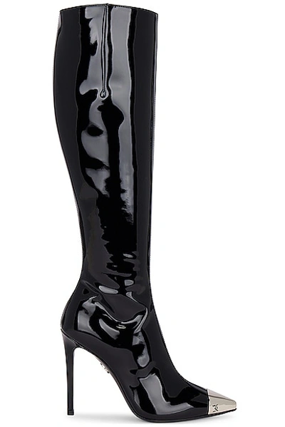 David Koma Patent Leather Metal Nose Boot In Black