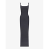 Skims Womens Graphite Soft Lounge Ribbed Stretch-jersey Maxi Dress