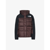 THE NORTH FACE THE NORTH FACE WOMENS COAL BROWN-TNF BLACK HIMALAYAN LOGO-EMBROIDERED SHELL-DOWN JACKET