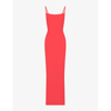 Skims Womens Poppy Soft Lounge Ribbed Stretch-jersey Maxi Dress In Poppy