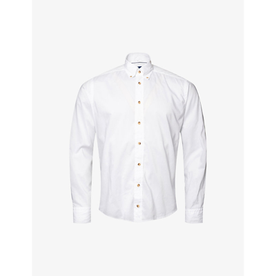 Eton Mens White Slim-fit Button-down Cotton-blend Shirt