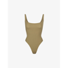 Skims Fits Everybody Square Neck Sleeveless Bodysuit In Khaki