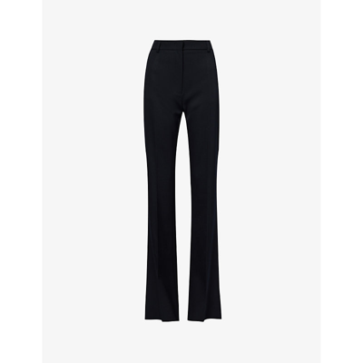 Valentino Crepe Wool Straight-leg Trousers In Black