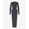 Skims Womens Graphite Soft Lounge Long-sleeve Stretch-jersey Nightdress