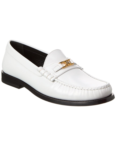 Celine Luco Chain Leather Loafer In White