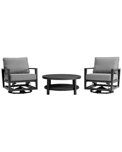 Armen Living Caymen 3pc Black Aluminum Outdoor Seating Set