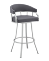 Armen Living Valerie 26 Counter Height Swivel Modern Faux Leather Bar & Counter Stool In Grey