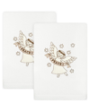 LINUM HOME TEXTILES LINUM HOME TEXTILES SET OF 2 CHRISTMAS ANGEL EMBROIDERED LUXURY TURKISH COTTON HAND TOWELS