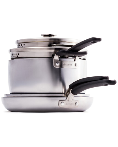 Greenpan Black Levels Stackable Stainless Steel Ce In Silver