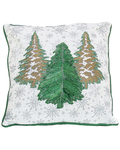 Hgtv 18x18 Embroidered Forest Pillow In White