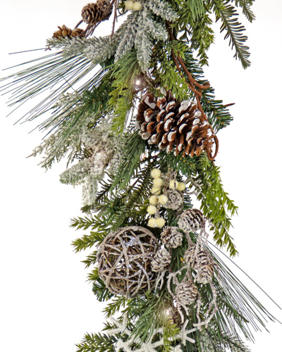 Hgtv 6ft Cozy Winter Snowflake Ornament Garland In Green