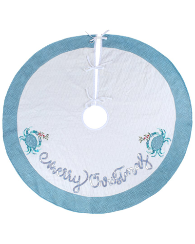 Hgtv 52in Sea Shore Merry Christmas Embroidered Decor In White