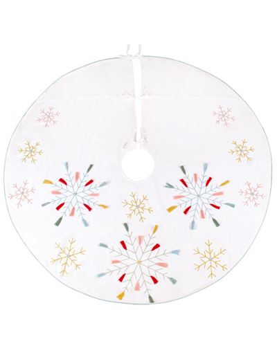Hgtv 54in Boho Velvet Snowflake Embroidered Tree Skirt In Multicolor