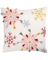 Hgtv 18x18 Velvet Snowflake Embroidered Pillow In White