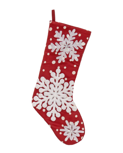 Hgtv 20in Snowflake Embroidered Stocking In Red