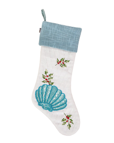 Hgtv 20in Shell Embroidered Stocking In White