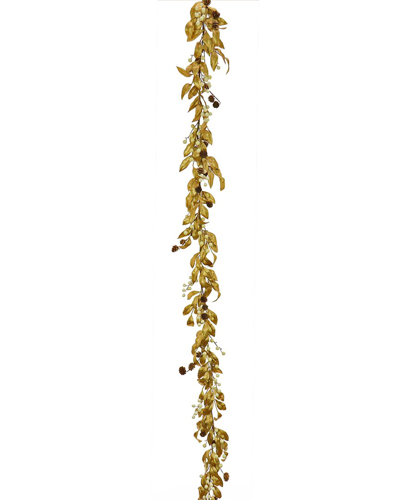 Hgtv 9ft Laurel Garland With Berries In Gold