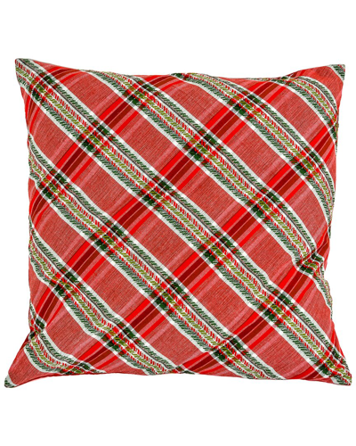 Hgtv 24x24in Biased Cut Plaid Pillow In Red