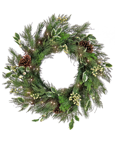 Hgtv 28in Holly & Berry Mixed Greenery Wreath