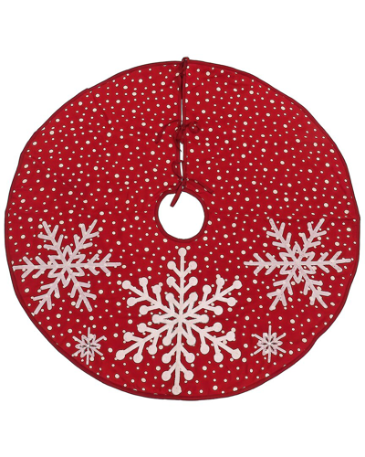 Hgtv 52in Tree Skirt With Snowflake Embroidery In Red