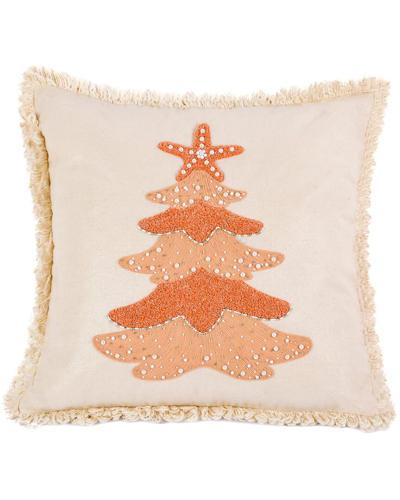 Hgtv 18x18 Coastal Christmas Tree Embroidered Pillow In Blush