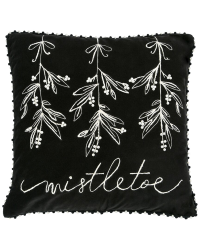 Hgtv 18x18 Velvet Mistletoe Pillow In Black