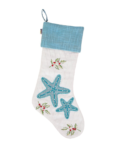Hgtv 20in Starfish Embroidered Stocking In White