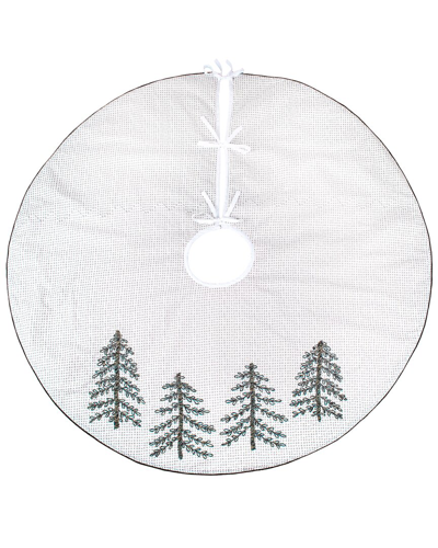 Hgtv 52in Tree Skirt With Tree Embroidery In White