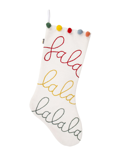 Hgtv 20in Falala Embroidered Stocking In White