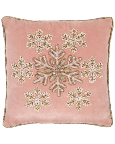 Hgtv 14x14 Snowflake Beaded Velvet Pillow In Blush
