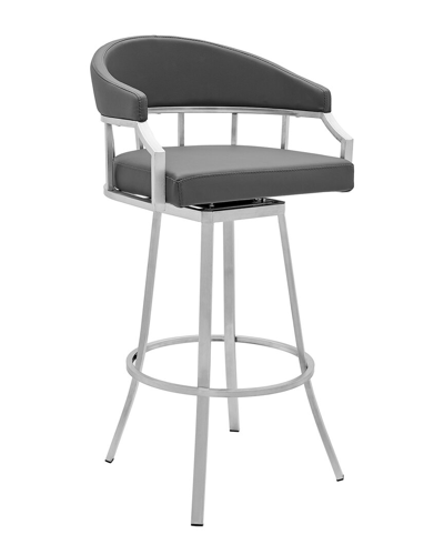 Armen Living Valerie 26 Counter Height Swivel Modern Faux Leather Bar & Counter Stool In Grey