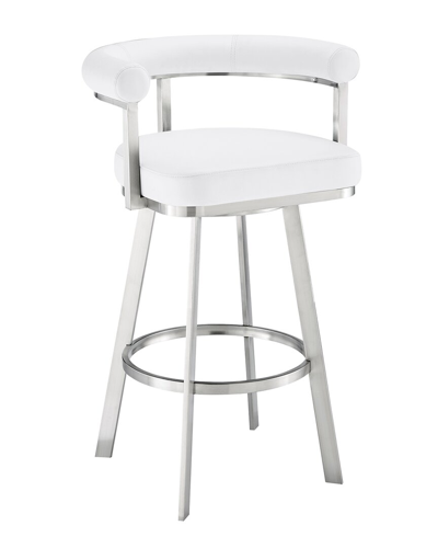 Armen Living Nolagam Swivel Counter Stool In White