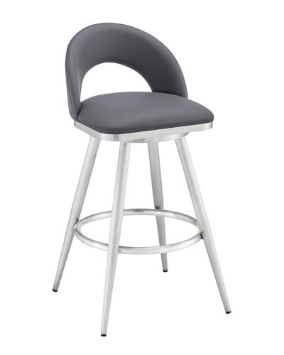 Armen Living Jinab Swivel Counter Stool In Grey