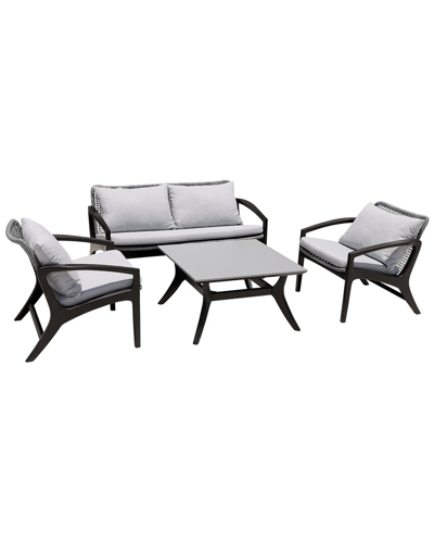 Armen Living Brighton 4pc Outdoor Patio Seating Set In White