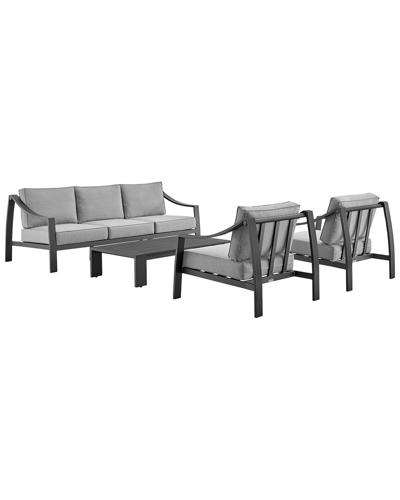 Armen Living Mongo 4pc Outdoor Patio Furniture Set In Grey