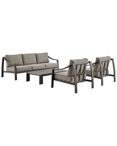 Armen Living Mongo 4pc Outdoor Patio Furniture Set In Brown