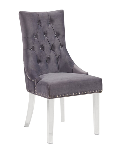 Armen Living Gobi Modern And Contemporary Tufted Dining Chair In Grey