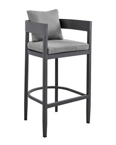 Armen Living Argiope Outdoor Patio Bar Stool In Grey