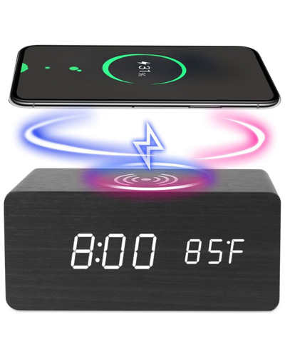 Fresh Fab Finds Wireless Charger Alarm Clock With Voice Control & Temperature Display In Black